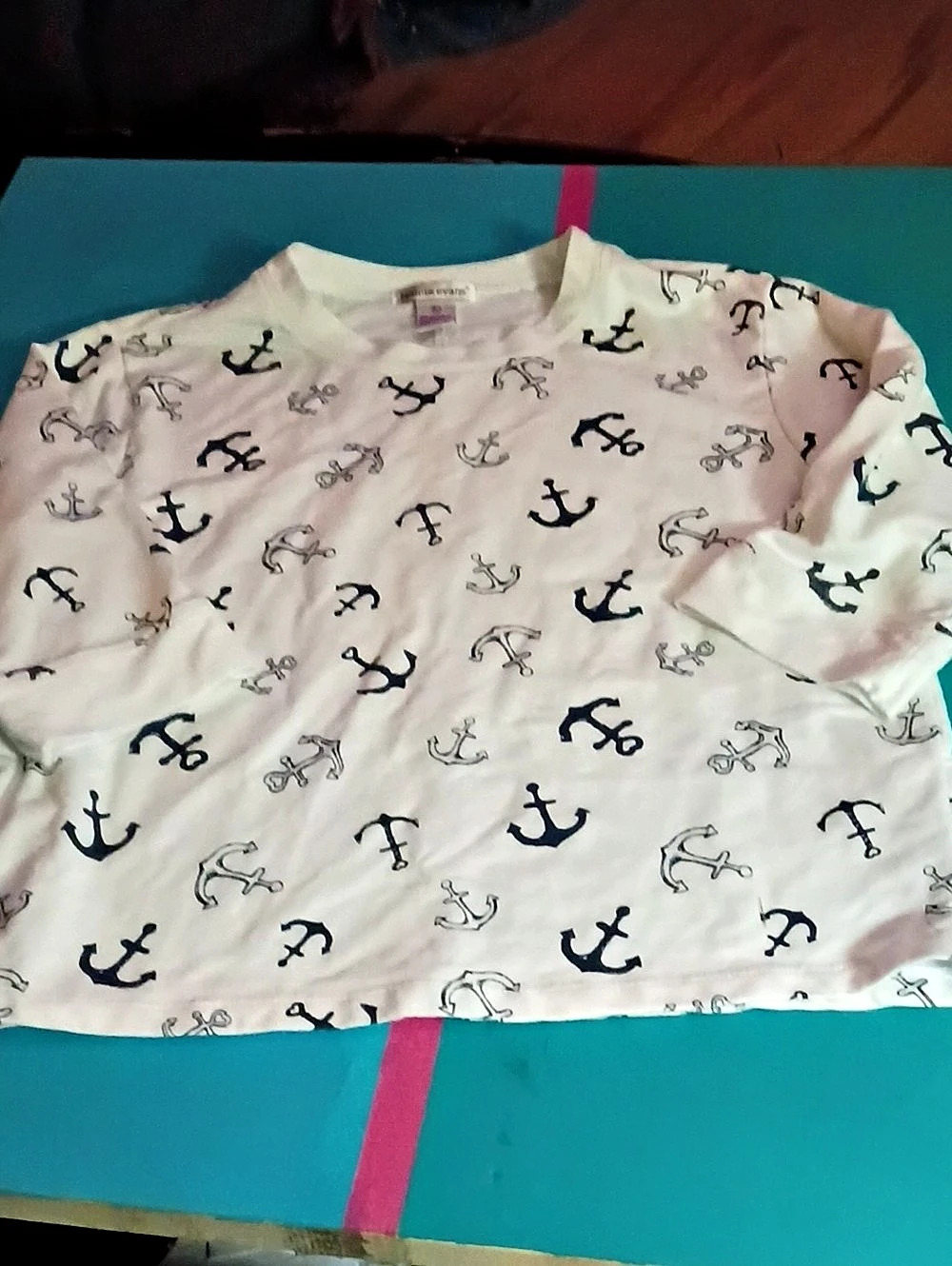 bonnie evans Long Sleeve Anchor Print Top
